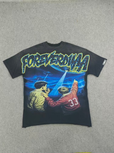 Duaa Boy Looking Up At UFO Rhinestone Print Washed Tee 29053849