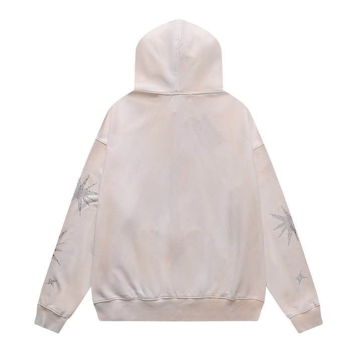 Majestik Graffiti Letter Football Player Lightning Double Sleeve Rhinestone Starburst Full Zip Hoodie 29520147