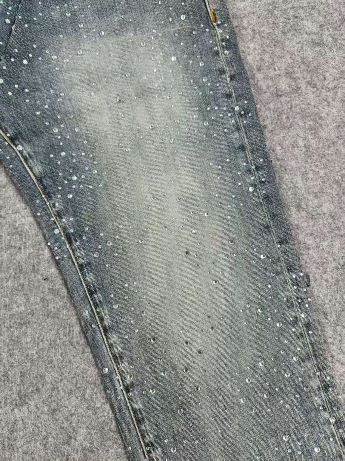 Purple Brand 1:1 quality version Wash All Over Rhinestone Crystal Studded Slim Skinny Jeans 29501060