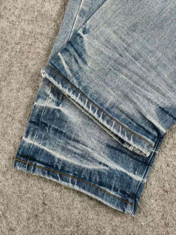Amiri 1:1 quality version Blue 3D Paw Embroidery Ripped Jeans 29080647