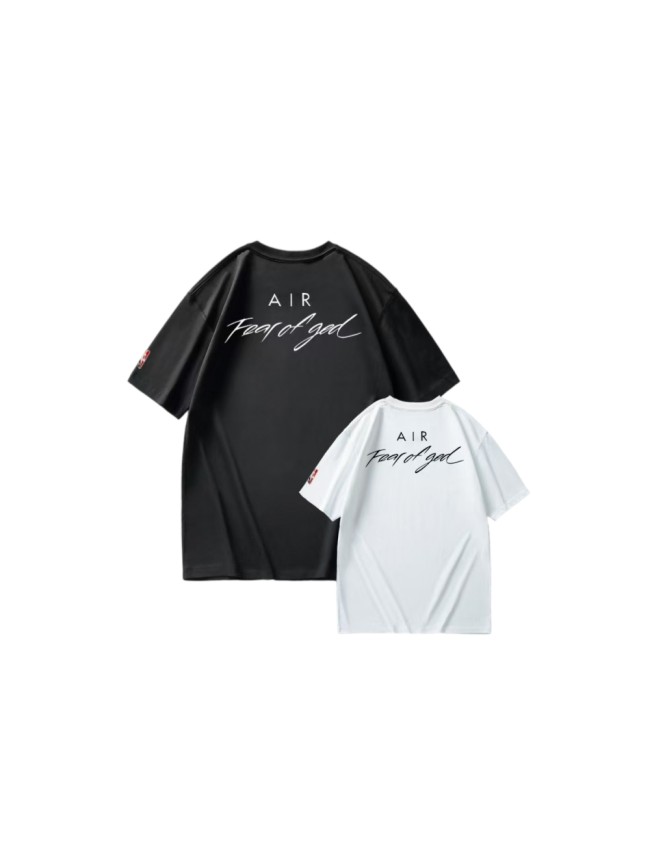 Fear Of God (Essentials) Nike Air Collab Black Back Air Script Letter Sleeve Patch Oversized Tee 2 colors 29520352