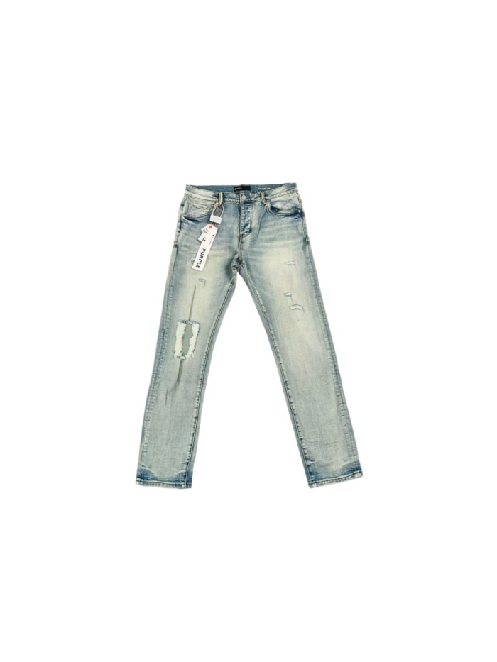 Purple Brand 1:1 quality version Wash White Fleece Underlay Big Rip Slim Skinny Jeans 29501008
