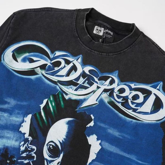 Godspeed Statue Chrome Letter Alien Suburb Night Print Back 3D Torn Paper Letter Long Sleeve T-Shirt 29523528