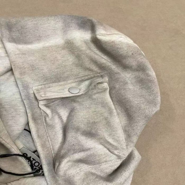 Satoshi Nakamoto Wash Chest Letter Utility Multi Pocket Snap Hood Oversized Hoodie 2 colors 29523459