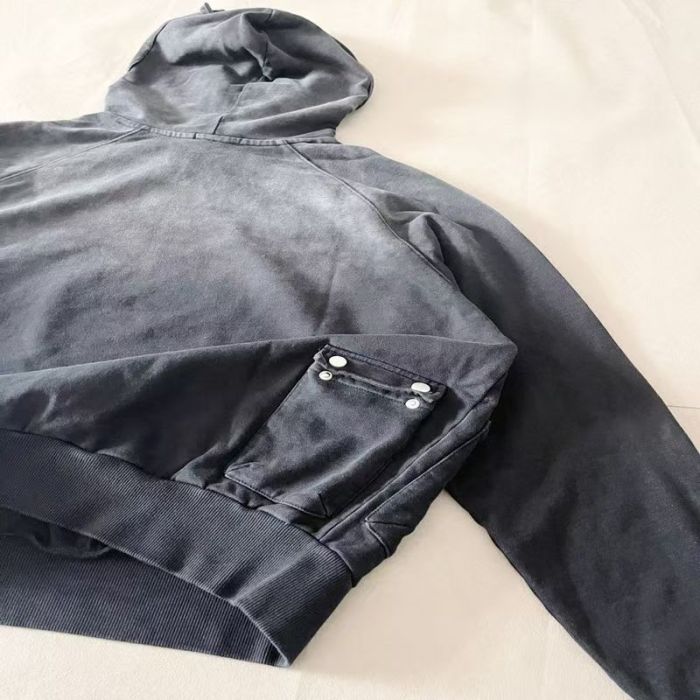 Satoshi Nakamoto Wash Chest Letter Utility Multi Pocket Snap Hood Oversized Hoodie 2 colors 29523459