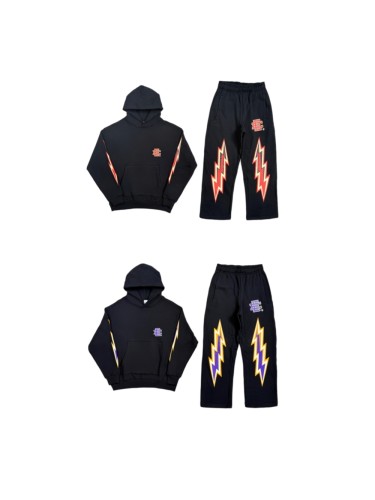 Eric Emanuel 1:1 quality version EE Logo Vertical Lightning Stripe Print Hoodie & Pants Set 2 colors 29523750
