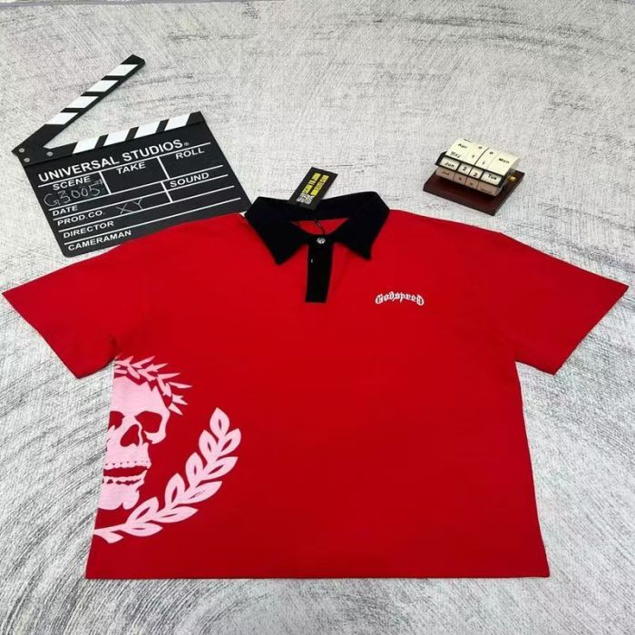 Godspeed Contrast Yellow Crown Thorns Skull Laurel Embroidery Polo T-Shirt 2 colors 29523724