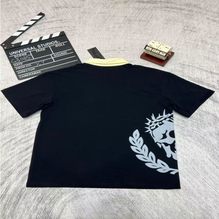 Godspeed Contrast Yellow Crown Thorns Skull Laurel Embroidery Polo T-Shirt 2 colors 29523724