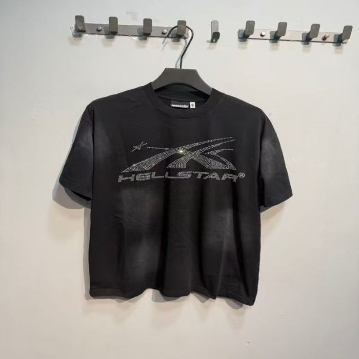 Hellstar Studio Rhinestone X Star Logo Back Circle Flame Print Unisex Tee 2 colors 29523640