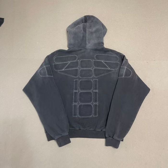 Satoshi Nakamoto Chest Letter Shoulder Patch Sleeve Quilted Block Contrast Stitch Oversized Hoodie 29523457