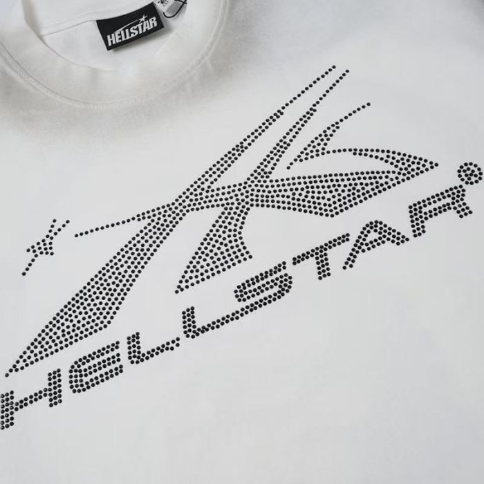 Hellstar Studio Rhinestone X Star Logo Back Circle Flame Print Unisex Tee 2 colors 29523640