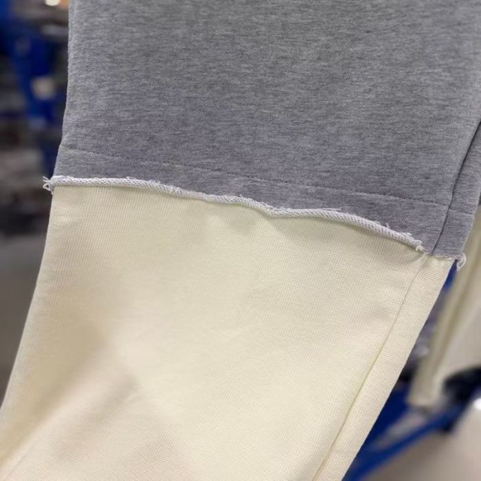 Satoshi Nakamoto Multi Color Rhinestone Letter Two Tone Panel Wide Leg Sweatpants 2 colors 29523501