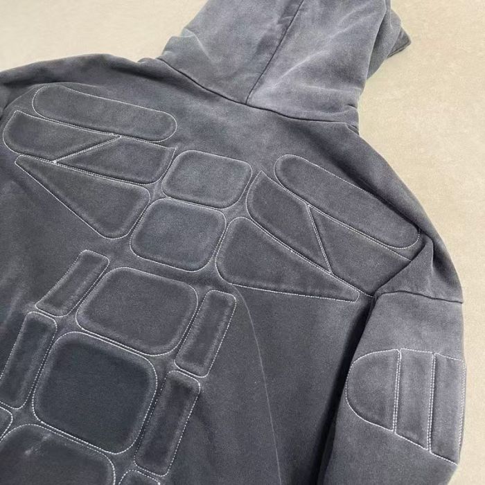 Satoshi Nakamoto Chest Letter Shoulder Patch Sleeve Quilted Block Contrast Stitch Oversized Hoodie 29523457
