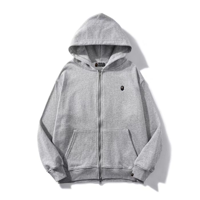 A Bathing Ape Bape Ape Head Small Logo Embroidery Loose Solid Color Zip-Up Hoodie 5 colors 29523452