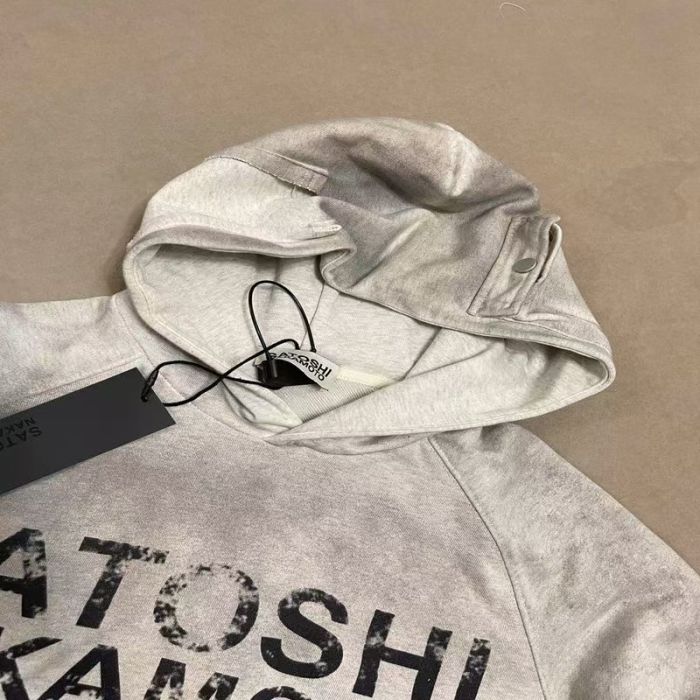 Satoshi Nakamoto Wash Chest Letter Utility Multi Pocket Snap Hood Oversized Hoodie 2 colors 29523459