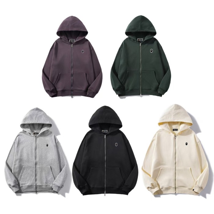 A Bathing Ape Bape Ape Head Small Logo Embroidery Loose Solid Color Zip-Up Hoodie 5 colors 29523452