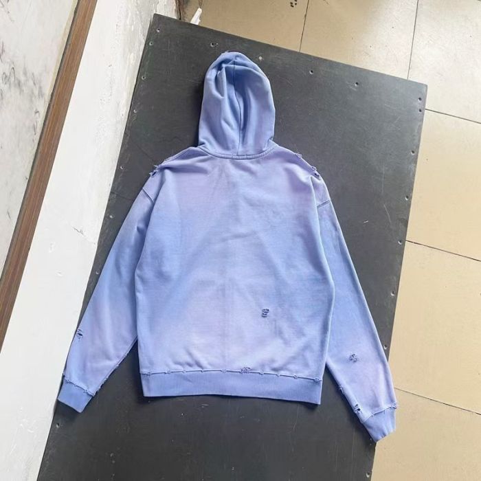 Satoshi Nakamoto Washed Earth Print Red Cursive Letter Distressed Hole Full Zip Hoodie 29523495