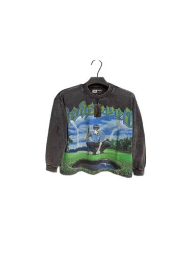 Godspeed Statue Wash Gothic Letter Skeleton Golf Course Lightning Print Letter Long Sleeve T-Shirt 29523530