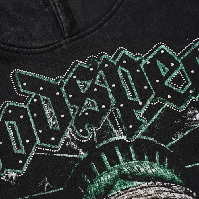 Godspeed Wash Green Gothic Rhinestone Blindfold Liberty Alien Lightning Hoodie 2 colors 29525003