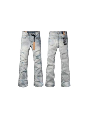 Ksubi 1:1 quality version Light Acid Wash Distressed Rip Side Seam Stud Cross Flare Jeans 29524741
