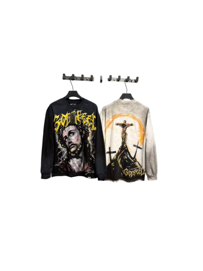 Godspeed Gothic Letter Jesus Portrait Back Crucifix Halo Rhinestone Long Sleeve T-Shirt 2 colors 29524800