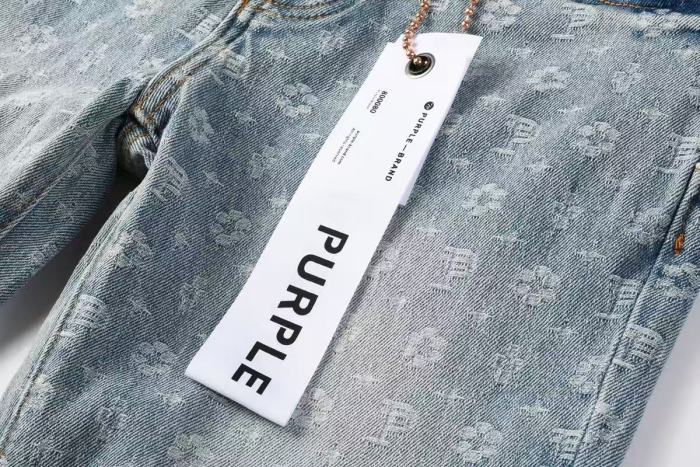 Purple Brand 1:1 quality version Light Acid Wash All Over P Logo Flower Jacquard Flare Jeans 29524719