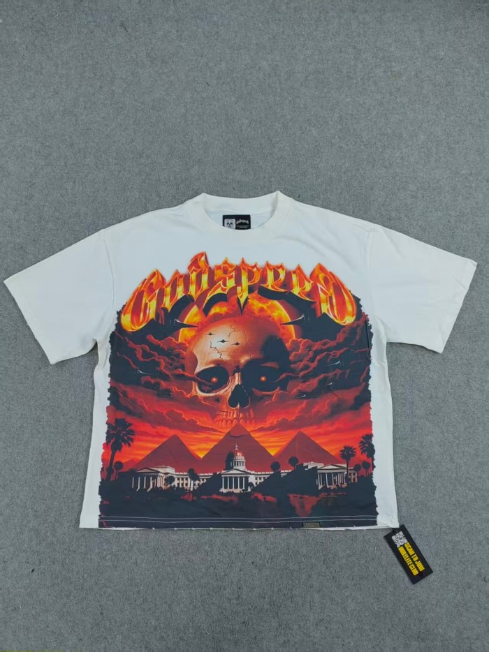 Godspeed Skull Red Cloud Pyramid Building Print Gothic Letter T-Shirt 2 colors 29509313