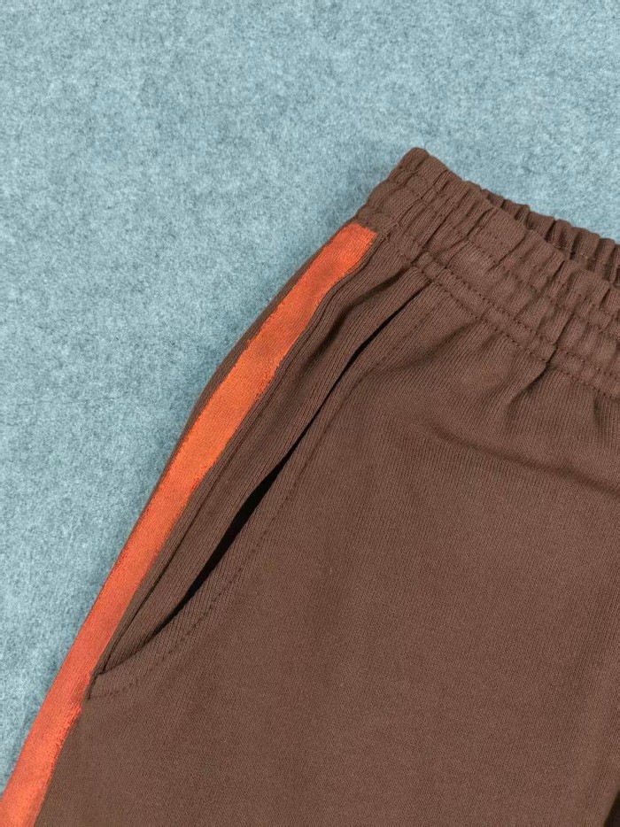 Sp5der [Big & Tall for weights up to 220 lbs]1:1 quality version Orange Brush Rhinestone Brown Hoodie & Pants Set 28893164