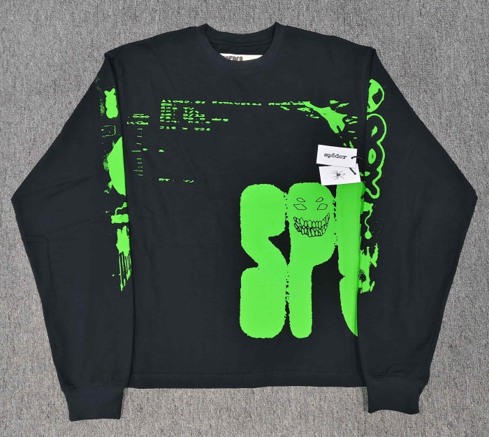 Sp5der Big SP Graffiti Smiley Back Spider Web Tech Print Long Sleeve T-shirt 3 colors 29527699