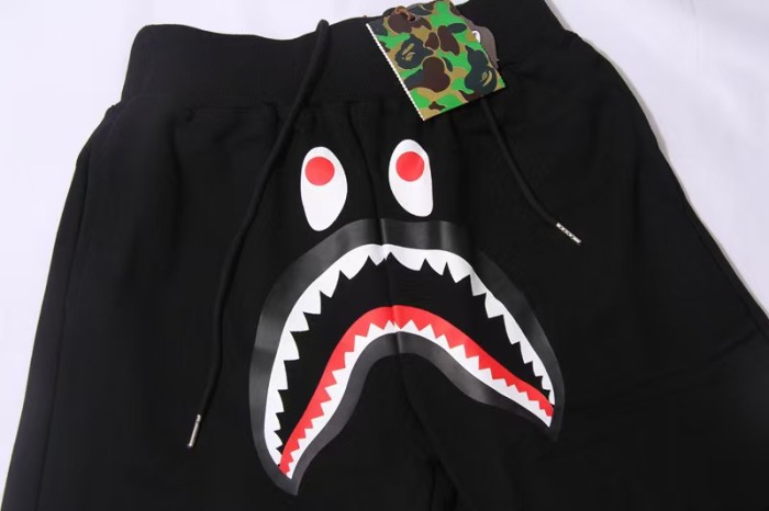 A Bathing Ape Bape Solid Black Shark 3D Print Heavyweight Casual Shorts 29060660