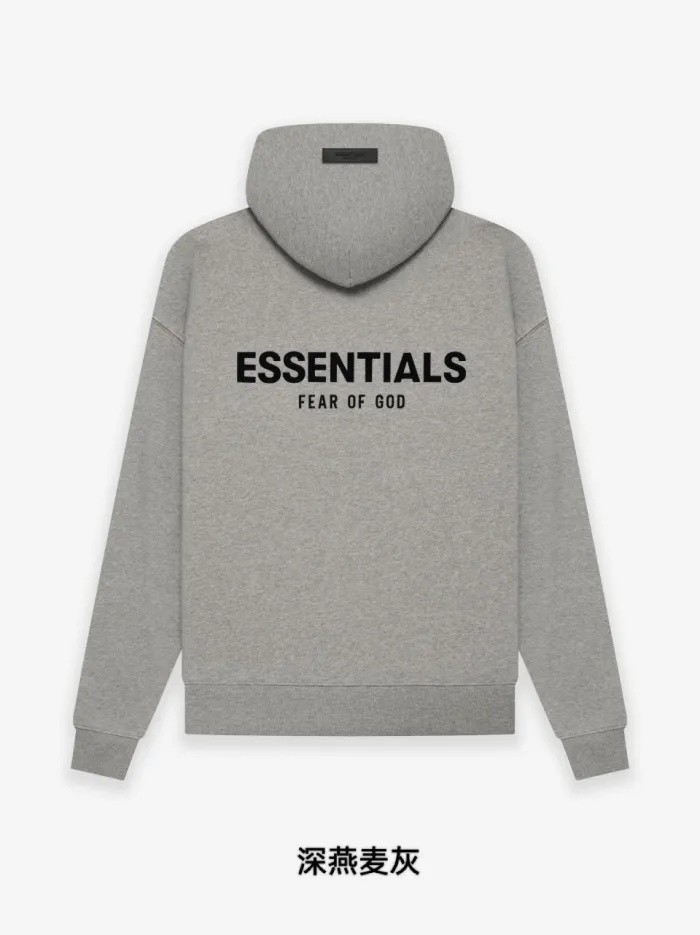 Fear Of God (Essentials) [Big & Tall for weights up to 220 lbs]1:1 quality version Black flocking monogrammed hoodie 20223216