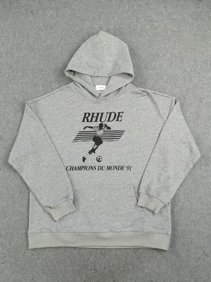 Rhude Champions‑Du‑Monde‑91 Vintage‑Soccer‑Player‑Print Pullover Hoodie 2 colors 29471990