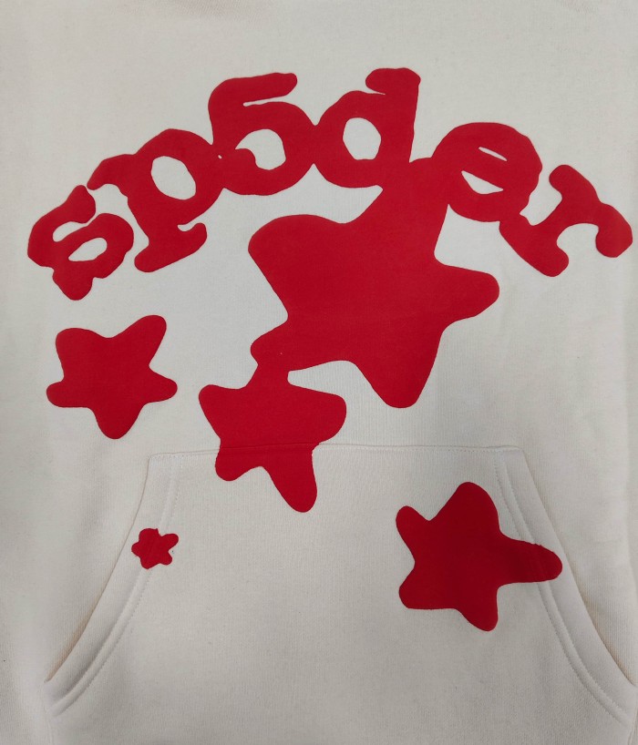 Sp5der All Over Red Sp5der Letter Star Print Oversized Hoodie 29528860