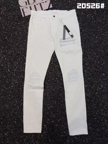 Amiri 1:1 quality version White Slim Fit Distressed Rip Bandage Patch Stretch Denim Jeans 29528409