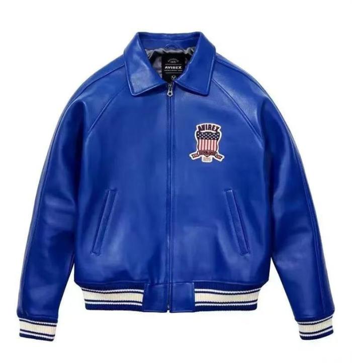 1:1 quality version Shield Patch Letter Turn-Down Collar Sheepskin Baseball Jacket 5 colors 29528714