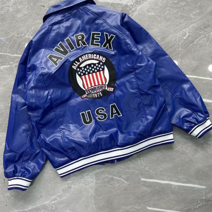 Avirex Leather Chest Shield Patch Back Round Badge USA Varsity Bomber Jacket 5 colors 29528520