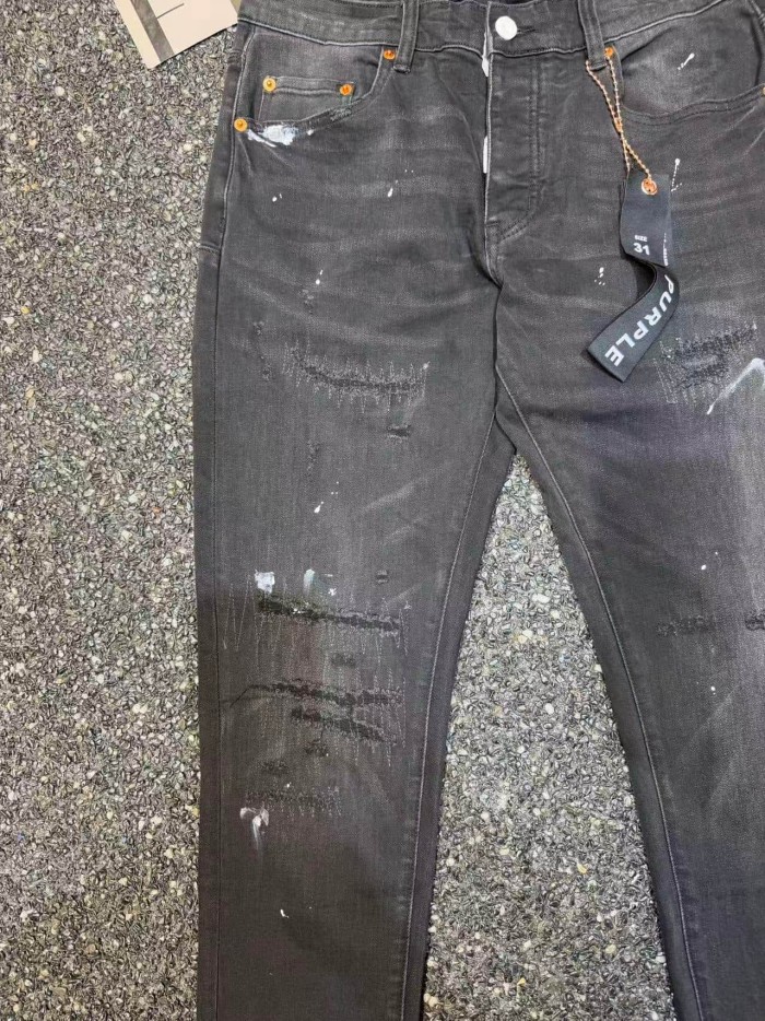 Purple Brand 1:1 quality version Black Washed Paint Splatter Scratch Distress Slim Jeans 29528730