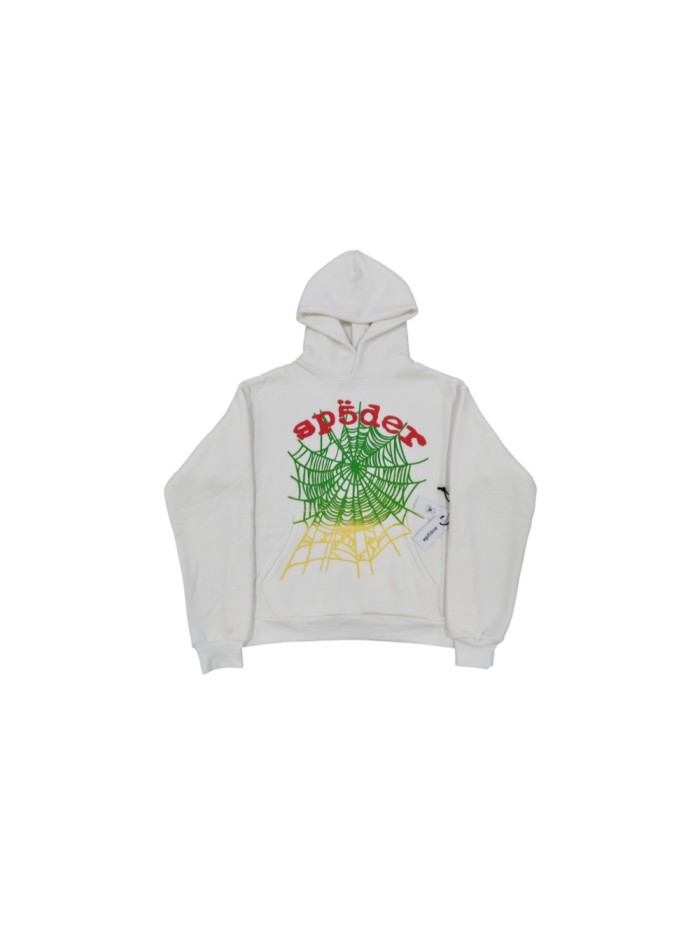 Sp5der Red Letter Green Yellow Gradient Spider Web Print Oversized Hoodie 29528948