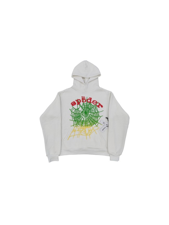 Sp5der Red Letter Green Yellow Gradient Spider Web Print Oversized Hoodie 29528948
