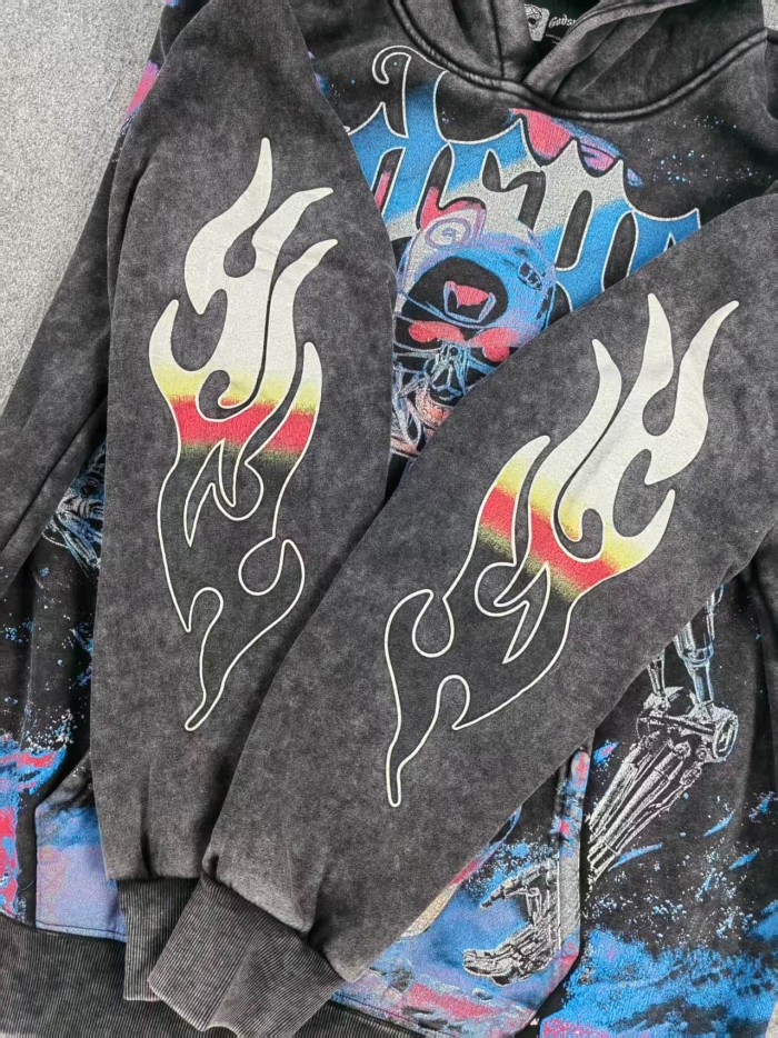 Godspeed Skeleton Robot Print Washed Hoodie 2 colors 28696536