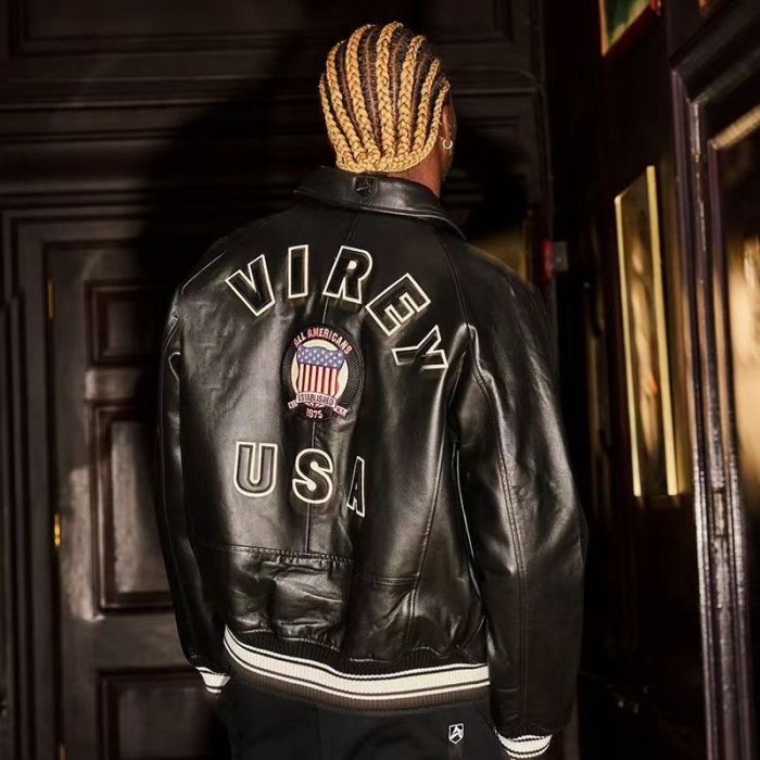 Avirex Leather Chest Shield Patch Back Round Badge USA Varsity Bomber Jacket 5 colors 29528520