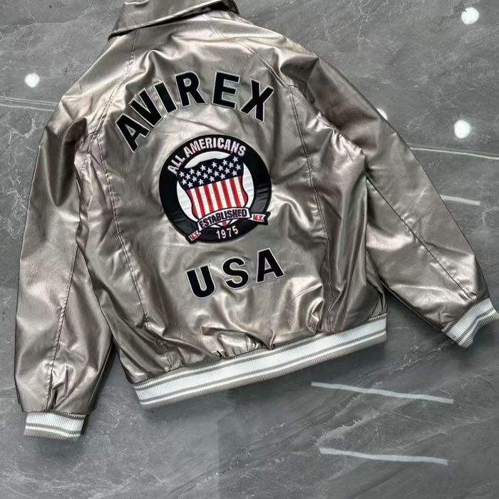 Avirex Leather Chest Shield Patch Back Round Badge USA Varsity Bomber Jacket 5 colors 29528520