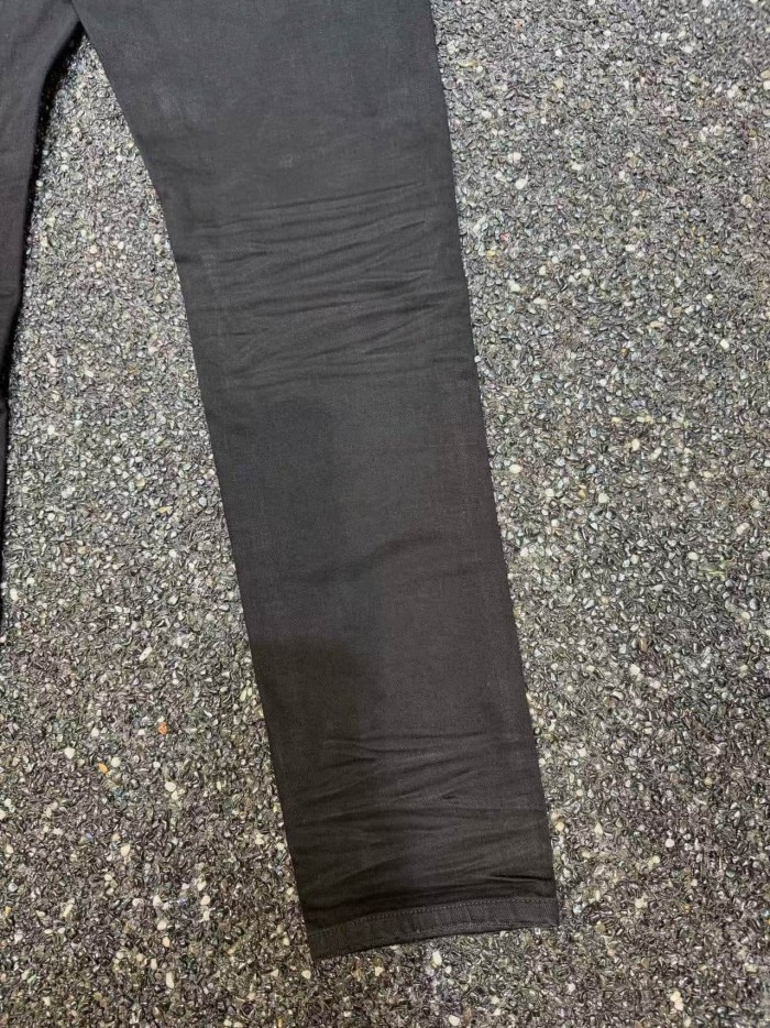 Amiri 1:1 quality version Black Coated Heavy Rip Black Stripe Bandage Patch Slim Jeans 29528415