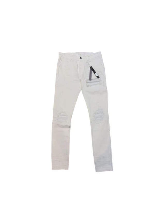 Amiri 1:1 quality version White Slim Fit Distressed Rip Bandage Patch Stretch Denim Jeans 29528409