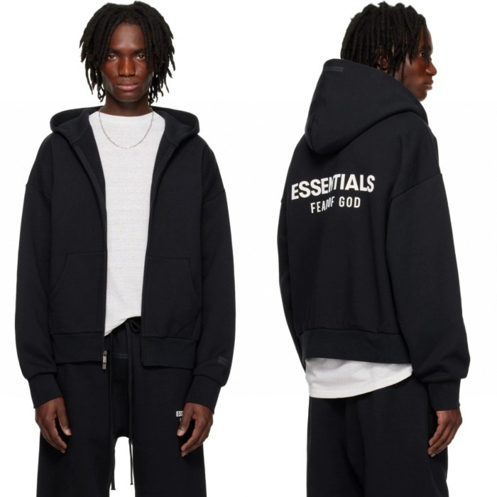 [50% Off]Fear Of God (Essentials) [Big & Tall for weights up to 220 lbs]1:1 quality version ALWAYS ON Classic Zipper Style Back Silicone Letter Hoodie & Sweatpants Set 2 colors 28389990