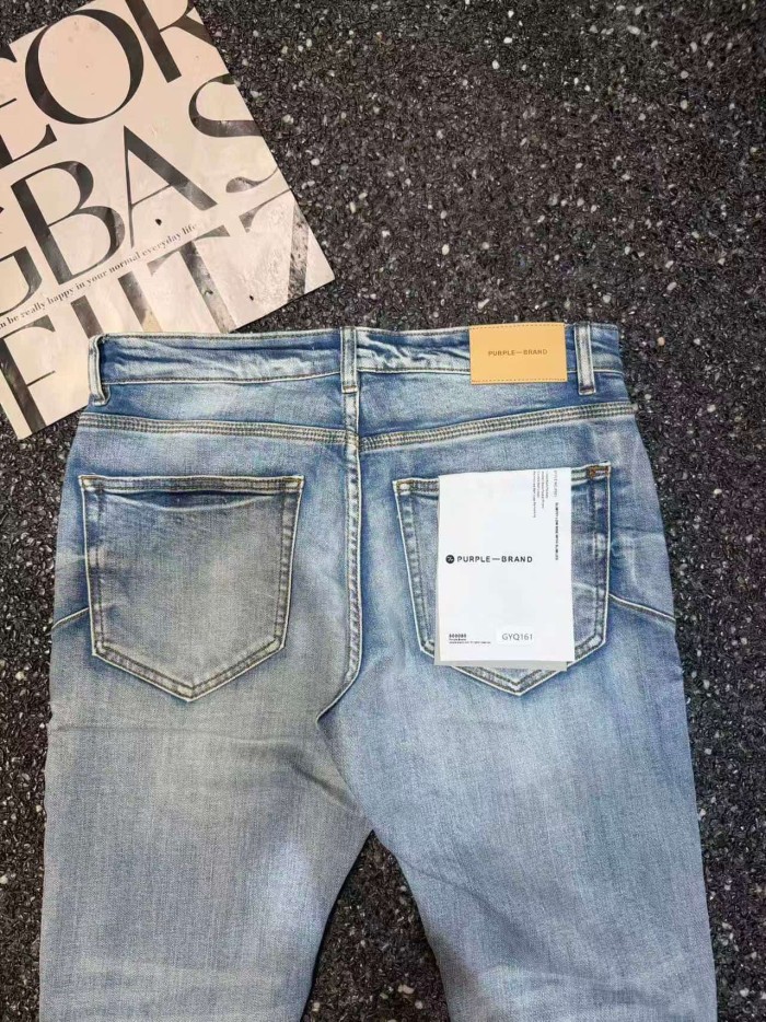 Purple Brand 1:1 quality version Wash Blue Star Rip Exposed White Weave Slim Jeans 29528748