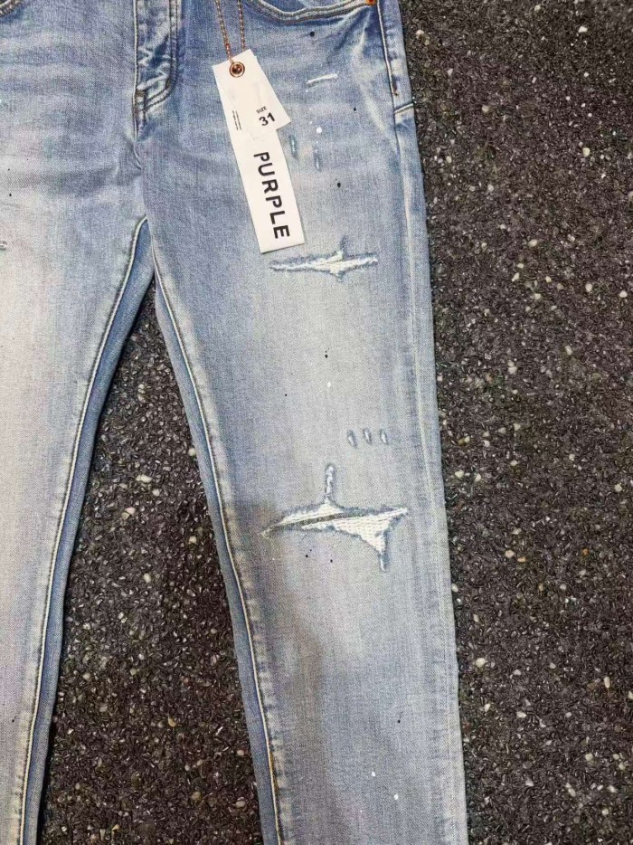 Purple Brand 1:1 quality version Paint Splatter Star Rip Lightning Crackle Ankle Slim Jeans 29528726