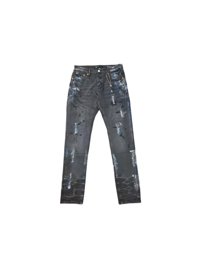Purple Brand 1:1 quality version Coated Silver White Paint Splatter Crinkle Wash Ankle Slim Jeans 29528733