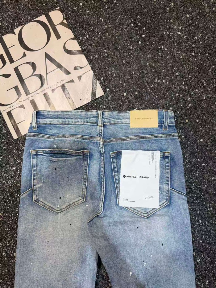 Purple Brand 1:1 quality version Paint Splatter Star Rip Lightning Crackle Ankle Slim Jeans 29528726
