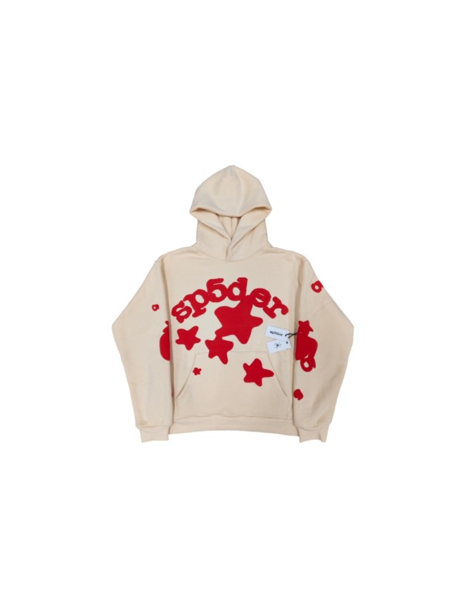 Sp5der All Over Red Sp5der Letter Star Print Oversized Hoodie 29528860